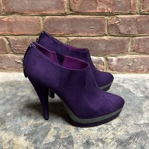 Lime Light Faux Suede Purple Platform Heeled Bootie Size 8